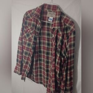 VIntage Wrangler Western Shirt Mens Size 2X Pearl Snap Flannel  Red Plaid